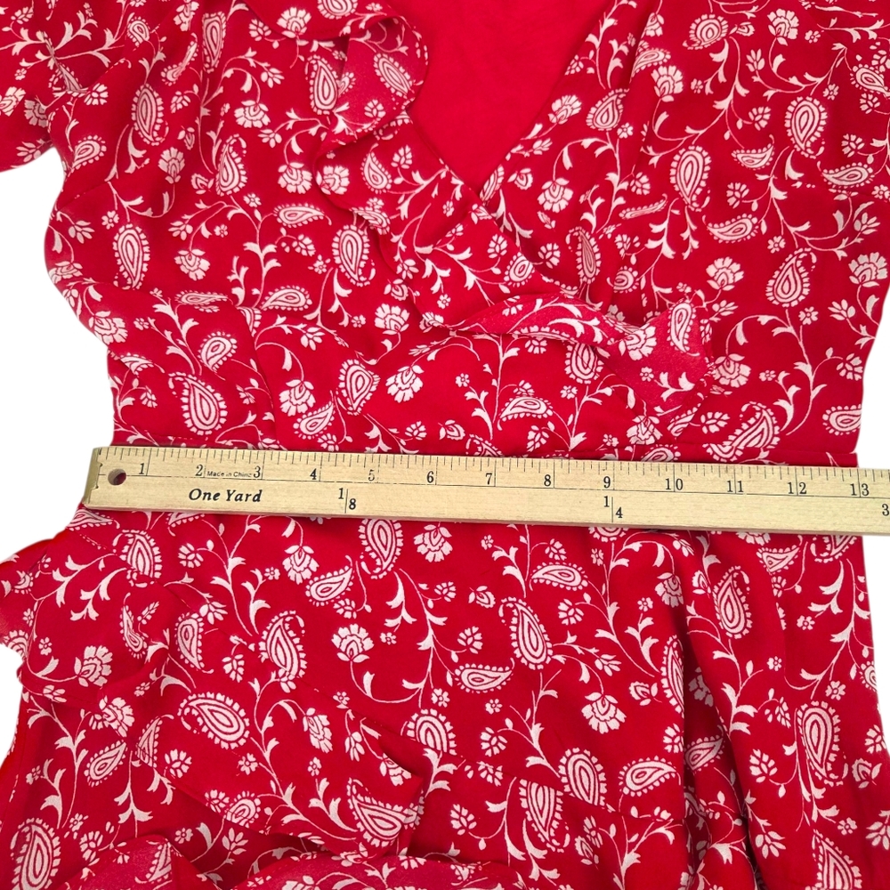 Gilli Midi Prairie Dress Milkmaid Country Womens Small Red Ruffle Tiered Floral - Picture 5 of 10